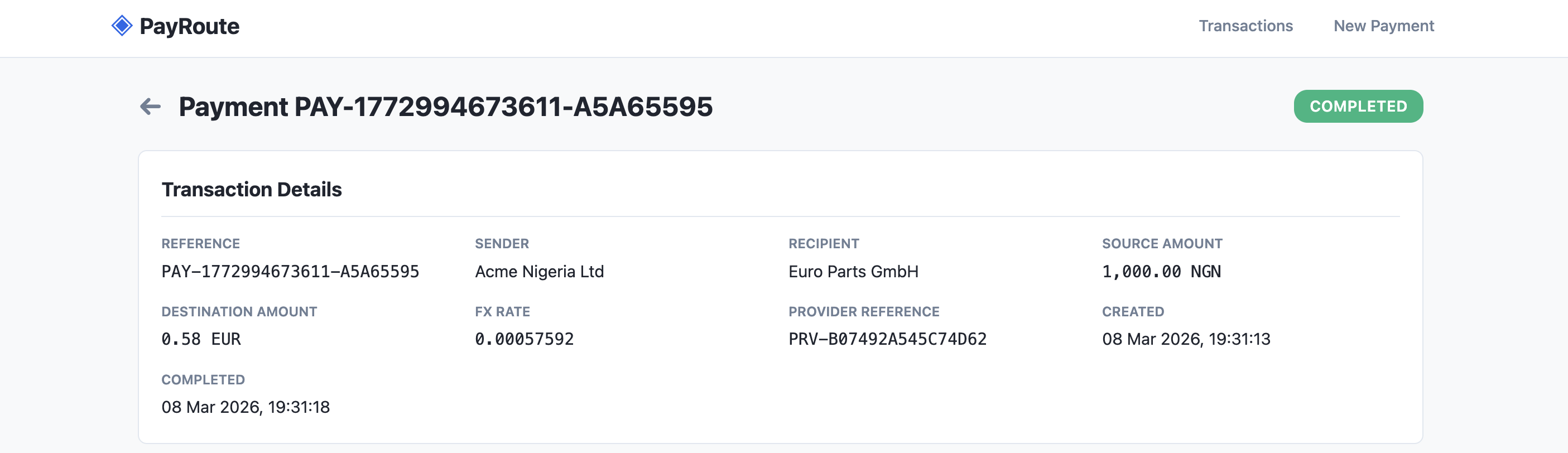 PayRoute Cross-Border Payment System